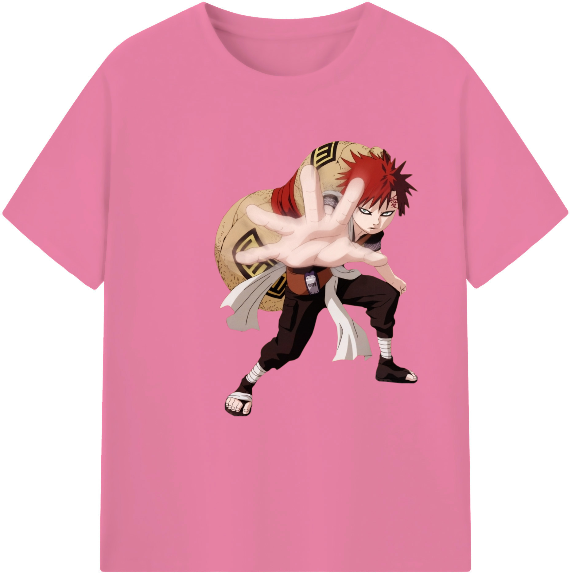 （画像用） NARUTO -ナルト- ガアラ Gaara 綿100％半袖Tシャツ（フロントプリント）